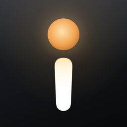 The Interview app icon: an ember dot over a white stem on a dark ground