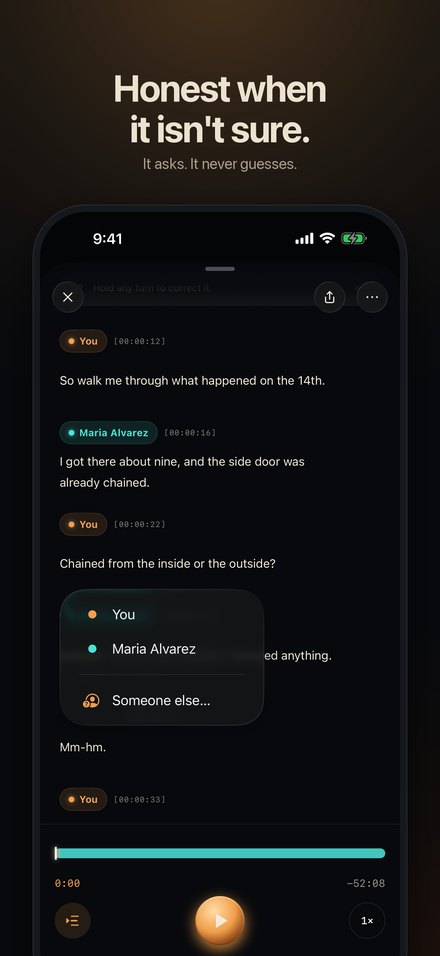 An Unknown turn with a menu asking who spoke